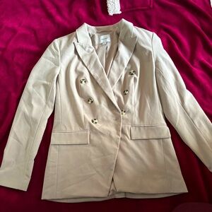 Nine West Double Breasted Beige Blazer